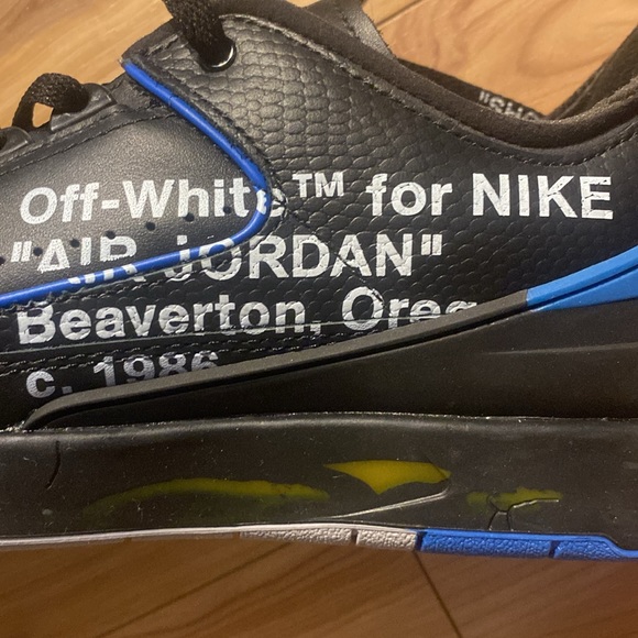 Jordan 2 Off-White Black blue low - Brand new - 10.5 - Picture 6 of 13